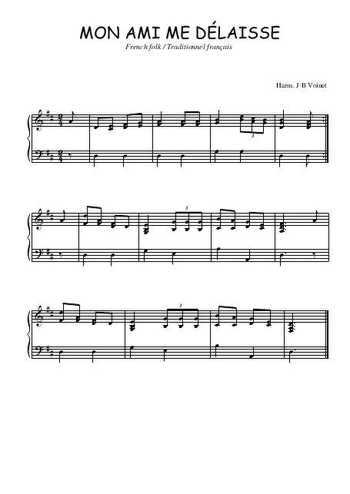 Téléchargez l'arrangement pour piano de la partition de Mon ami me délaisse en PDF